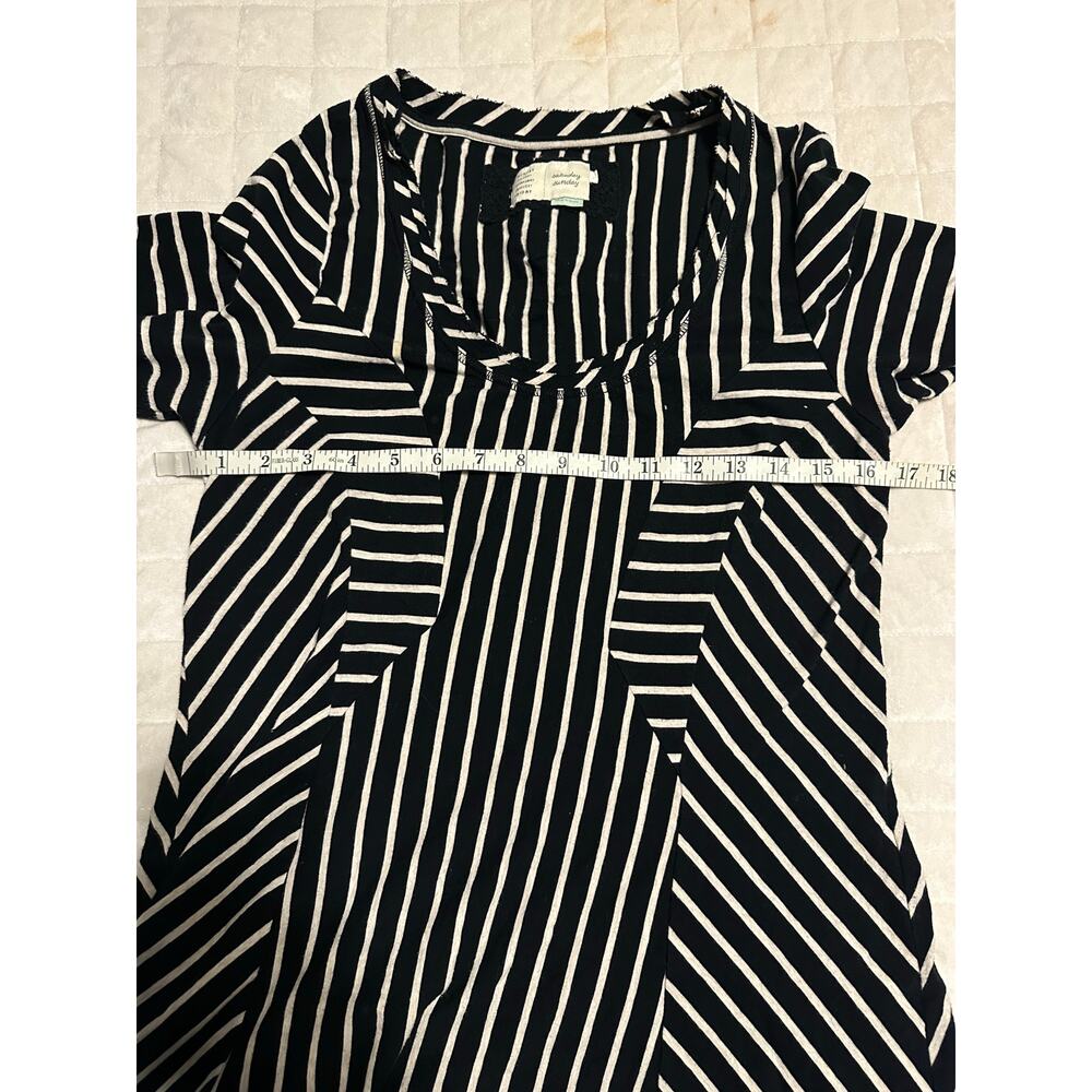 Anthropologie Saturday Sunday Cotton Jersey Dress Size Large Striped Black White - Picture 5 of 6